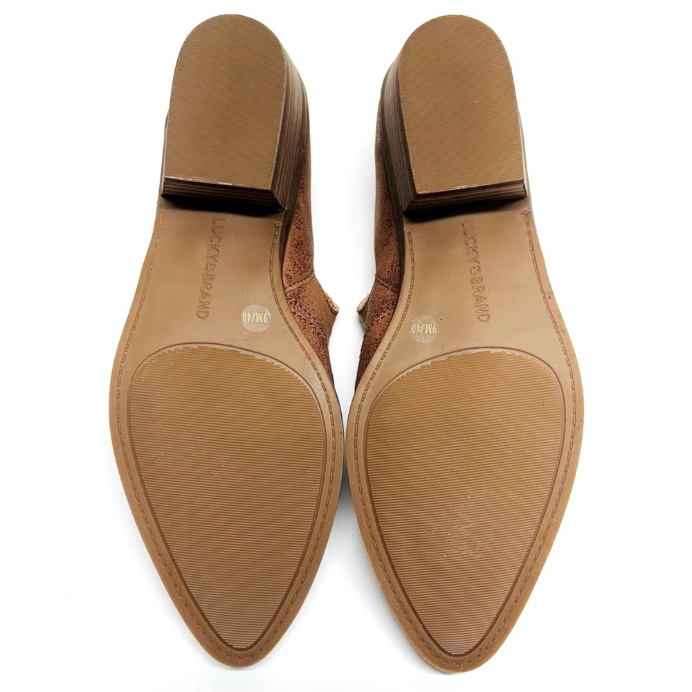 Lucky Brand Mahzan Loafer Slip On Leather Booties Toffee Color Brown Size 9 - Picture 12 of 17